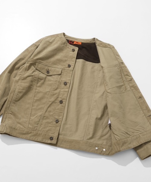 KRIFF MAYER（クリフメイヤー）の「ノーカラーコーデュロイJK（ノーカラージャケット・メンズ・ネイビー/ベージュ/カーキ/ブラック・X-LARGE/LARGE/MEDIUM）」の7枚目の写真