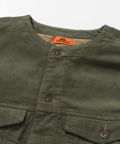 KRIFF MAYER（クリフメイヤー）の「ノーカラーコーデュロイJK（ノーカラージャケット・メンズ・ネイビー/ベージュ/カーキ/ブラック・X-LARGE/LARGE/MEDIUM）」の8枚目の写真