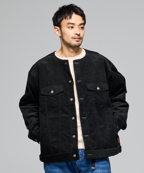 KRIFF MAYER（クリフメイヤー）の「ノーカラーコーデュロイJK（ノーカラージャケット・メンズ・ネイビー/ベージュ/カーキ/ブラック・X-LARGE/LARGE/MEDIUM）」の13枚目の写真