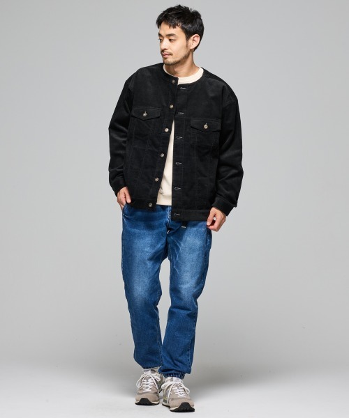 KRIFF MAYER（クリフメイヤー）の「ノーカラーコーデュロイJK（ノーカラージャケット・メンズ・ネイビー/ベージュ/カーキ/ブラック・X-LARGE/LARGE/MEDIUM）」の14枚目の写真