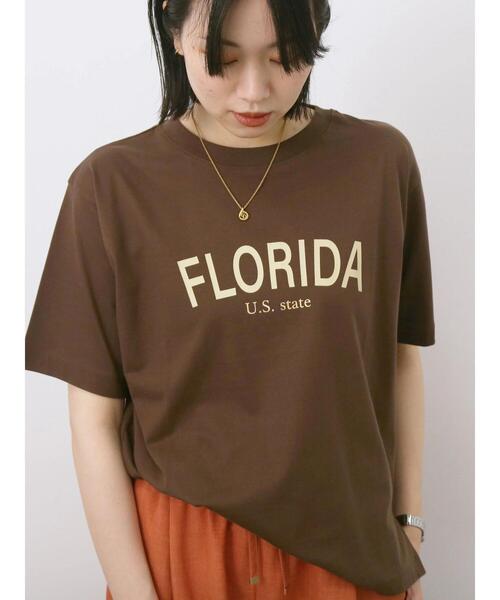 Samansa Mos2 blue（サマンサモスモスブルー）の「ロゴプリントTシャツ（Tシャツ/カットソー・レディース・ブルー/ブラック/ブラウン/オレンジ/オフホワイト・F）」の4枚目の写真