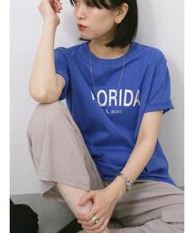 Samansa Mos2 blue | ロゴプリントTシャツ(Tシャツ/カットソー)