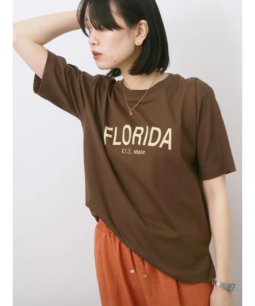 Samansa Mos2 blue（サマンサモスモスブルー）の「ロゴプリントTシャツ（Tシャツ/カットソー・レディース・ブルー/ブラック/ブラウン/オレンジ/オフホワイト・F）」の6枚目の写真