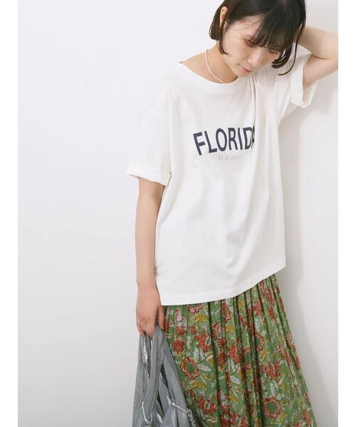 Samansa Mos2 blue（サマンサモスモスブルー）の「ロゴプリントTシャツ（Tシャツ/カットソー・レディース・ブルー/ブラック/ブラウン/オレンジ/オフホワイト・F）」の7枚目の写真