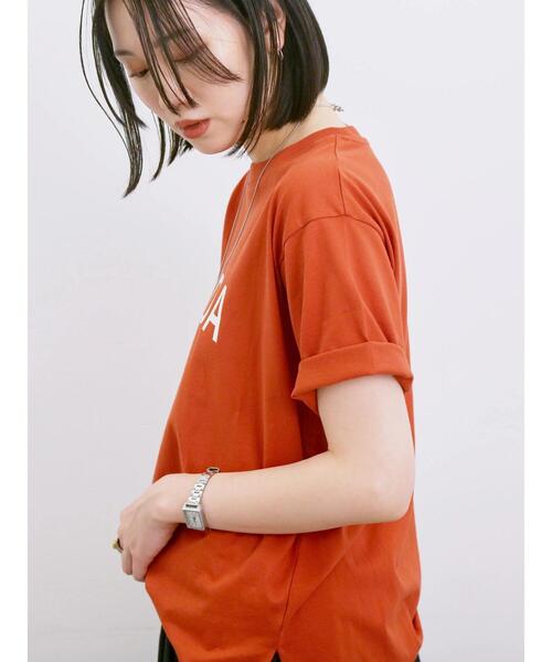 Samansa Mos2 blue（サマンサモスモスブルー）の「ロゴプリントTシャツ（Tシャツ/カットソー・レディース・ブルー/ブラック/ブラウン/オレンジ/オフホワイト・F）」の15枚目の写真