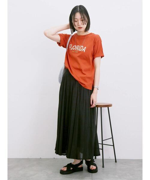 Samansa Mos2 blue（サマンサモスモスブルー）の「ロゴプリントTシャツ（Tシャツ/カットソー・レディース・ブルー/ブラック/ブラウン/オレンジ/オフホワイト・F）」の18枚目の写真