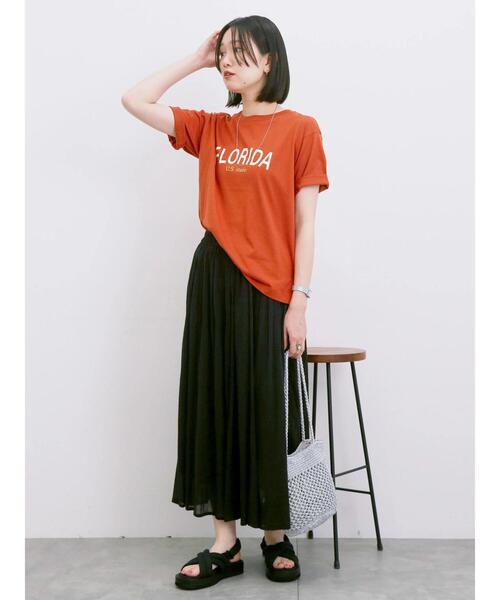 Samansa Mos2 blue（サマンサモスモスブルー）の「ロゴプリントTシャツ（Tシャツ/カットソー・レディース・ブルー/ブラック/ブラウン/オレンジ/オフホワイト・F）」の19枚目の写真