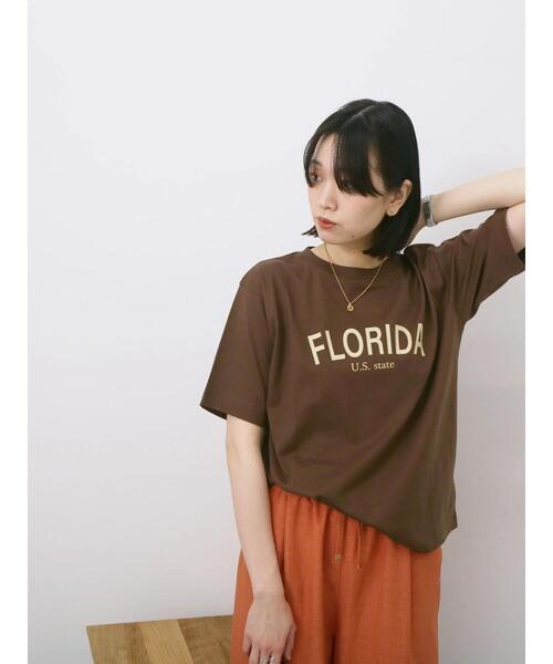 Samansa Mos2 blue（サマンサモスモスブルー）の「ロゴプリントTシャツ（Tシャツ/カットソー・レディース・ブルー/ブラック/ブラウン/オレンジ/オフホワイト・F）」の21枚目の写真