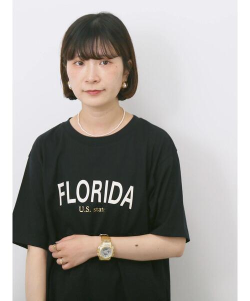 Samansa Mos2 blue(サマンサモスモスブルー)の「ロゴプリントTシャツ(Tシャツ/カットソー・レディース・ブルー/ブラック/ブラウン/オレンジ/オフホワイト・F)」の22枚目の写真