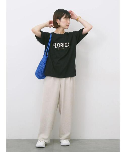 Samansa Mos2 blue(サマンサモスモスブルー)の「ロゴプリントTシャツ(Tシャツ/カットソー・レディース・ブルー/ブラック/ブラウン/オレンジ/オフホワイト・F)」の20枚目の写真