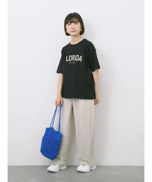 Samansa Mos2 blue(サマンサモスモスブルー)の「ロゴプリントTシャツ(Tシャツ/カットソー・レディース・ブルー/ブラック/ブラウン/オレンジ/オフホワイト・F)」の18枚目の写真