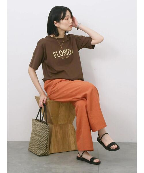 Samansa Mos2 blue(サマンサモスモスブルー)の「ロゴプリントTシャツ(Tシャツ/カットソー・レディース・ブルー/ブラック/ブラウン/オレンジ/オフホワイト・F)」の12枚目の写真