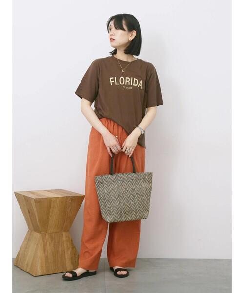 Samansa Mos2 blue(サマンサモスモスブルー)の「ロゴプリントTシャツ(Tシャツ/カットソー・レディース・ブルー/ブラック/ブラウン/オレンジ/オフホワイト・F)」の9枚目の写真