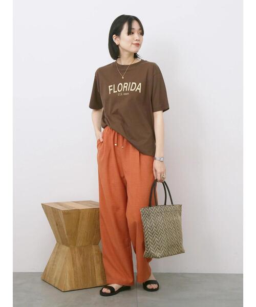 Samansa Mos2 blue(サマンサモスモスブルー)の「ロゴプリントTシャツ(Tシャツ/カットソー・レディース・ブルー/ブラック/ブラウン/オレンジ/オフホワイト・F)」の8枚目の写真