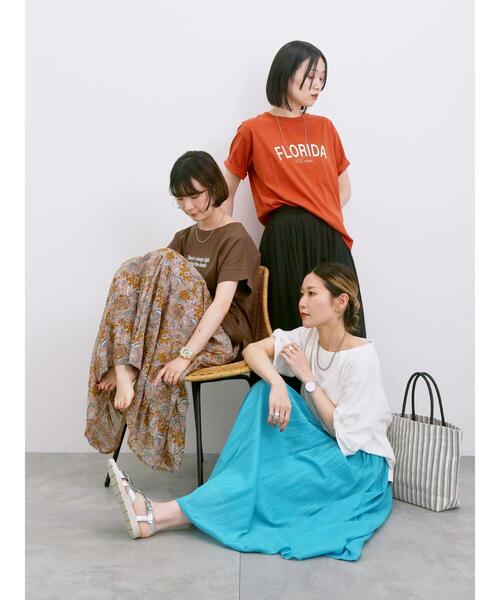 Samansa Mos2 blue(サマンサモスモスブルー)の「ロゴプリントTシャツ(Tシャツ/カットソー・レディース・ブルー/ブラック/ブラウン/オレンジ/オフホワイト・F)」の7枚目の写真