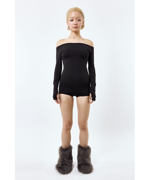 DLESS(ドレス)の「Off shoulder bodysuits/オフショルダーロングスリーブボディスーツ(Tシャツ/カットソー・レディース・ブラック・X-SMALL)」の10枚目の写真
