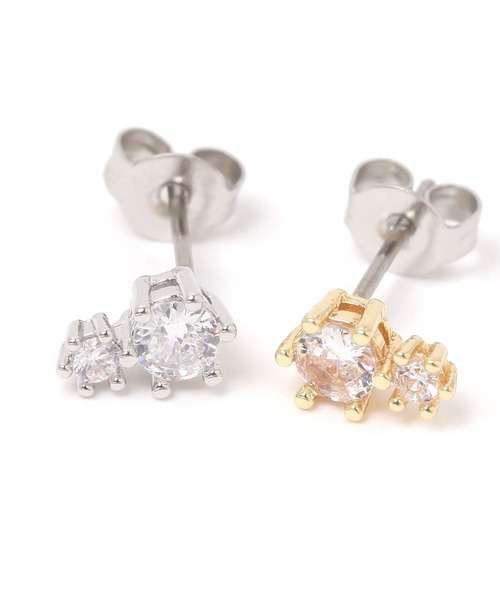 web限定セール Cornu イヤリング Wave & のビジューピンクピアス（2色】Bijou アクセサリー