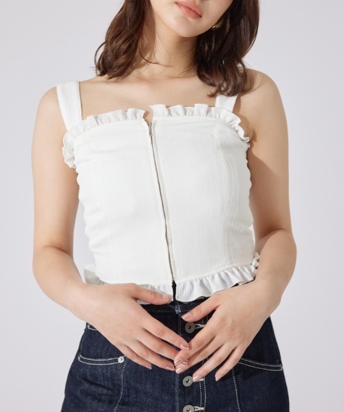 キャミソール 「AKB48 千葉恵里さん着用」ツーウェイペプラムビスチェトップス 夏服 AKB48 千葉恵里さん着用】ツーウェイペプラムビスチェトップス