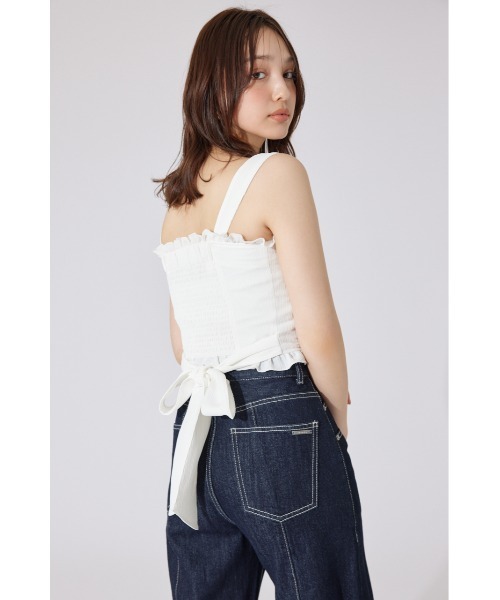 rienda(リエンダ)の「【AKB48 千葉恵里さん着用】ツーウェイペプラムビスチェトップス 夏服(キャミソール・レディース・ホワイト/ホワイト系その他/ブラウン・SMALL/MEDIUM)」の6枚目の写真