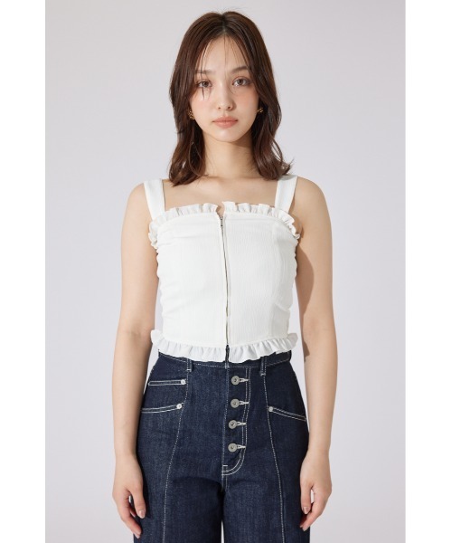 rienda(リエンダ)の「【AKB48 千葉恵里さん着用】ツーウェイペプラムビスチェトップス 夏服(キャミソール・レディース・ホワイト/ホワイト系その他/ブラウン・SMALL/MEDIUM)」の11枚目の写真