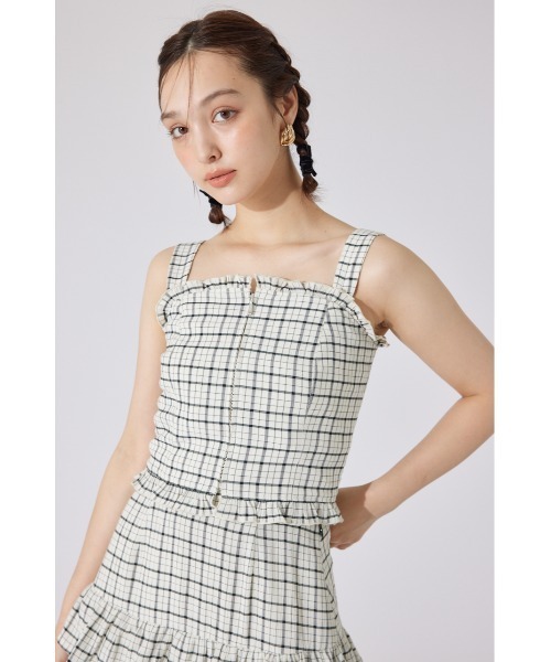 rienda(リエンダ)の「【AKB48 千葉恵里さん着用】ツーウェイペプラムビスチェトップス 夏服(キャミソール・レディース・ホワイト/ホワイト系その他/ブラウン・SMALL/MEDIUM)」の13枚目の写真