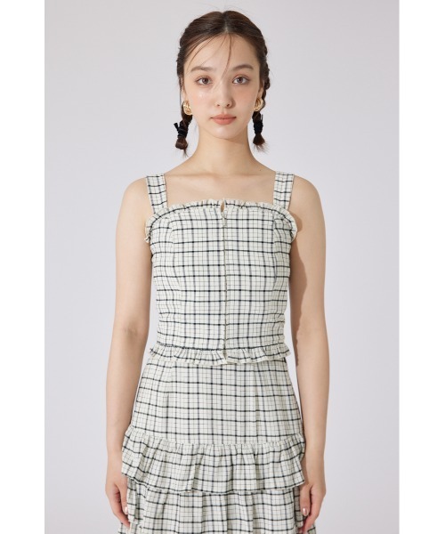 rienda(リエンダ)の「【AKB48 千葉恵里さん着用】ツーウェイペプラムビスチェトップス 夏服(キャミソール・レディース・ホワイト/ホワイト系その他/ブラウン・SMALL/MEDIUM)」の17枚目の写真