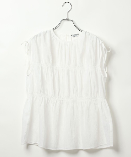BAYFLOW（ベイフロー）の「ギャザーブラウスノースリーブ（シャツ/ブラウス・レディース・ブラック/ブルー/オフホワイト・FREE）」の12枚目の写真