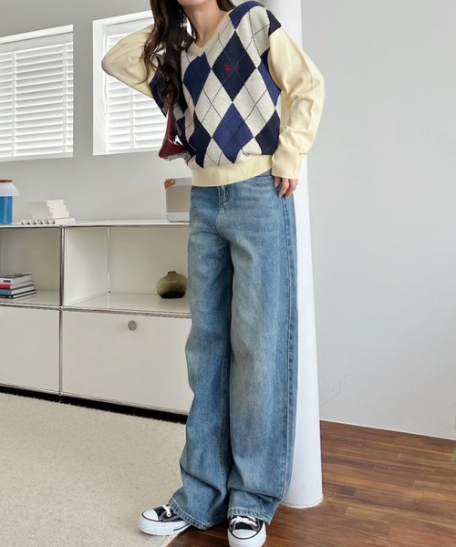 U.S. POLO ASSN.（ユーエスポロアッスン）の「【Ada.別注 U.S. POLO ASSN】アーガイル Vネック トラッド ニット（ニット/セーター・レディース・アイボリー/グレー/レッド/ブラウン・M/L）」の22枚目の写真