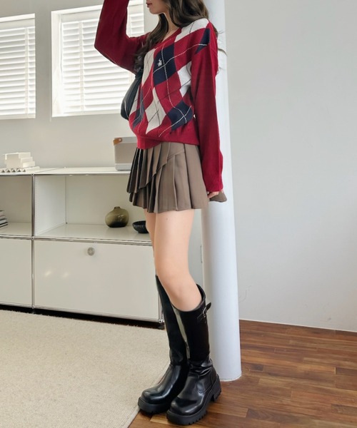 U.S. POLO ASSN.（ユーエスポロアッスン）の「【Ada.別注 U.S. POLO ASSN】アーガイル Vネック トラッド ニット（ニット/セーター・レディース・アイボリー/グレー/レッド/ブラウン・M/L）」の17枚目の写真