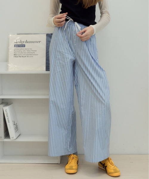 Birthday room(バースデイルーム)の「ストライプダブルウエストイージーパンツ/Stripe double waist easy pants(その他パンツ・レディース・ピンク/ライトブルー・FREE)」の16枚目の写真