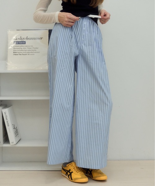 Birthday room(バースデイルーム)の「ストライプダブルウエストイージーパンツ/Stripe double waist easy pants(その他パンツ・レディース・ピンク/ライトブルー・FREE)」の14枚目の写真