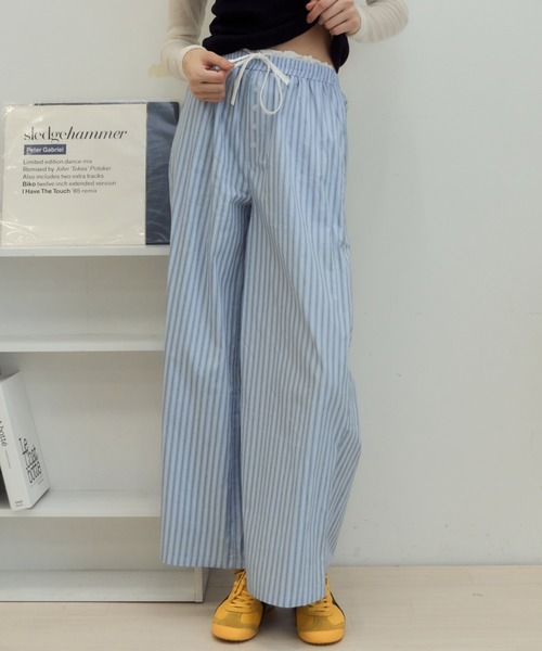Birthday room(バースデイルーム)の「ストライプダブルウエストイージーパンツ/Stripe double waist easy pants(その他パンツ・レディース・ピンク/ライトブルー・FREE)」の15枚目の写真