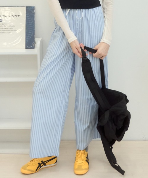 Birthday room(バースデイルーム)の「ストライプダブルウエストイージーパンツ/Stripe double waist easy pants(その他パンツ・レディース・ピンク/ライトブルー・FREE)」の20枚目の写真