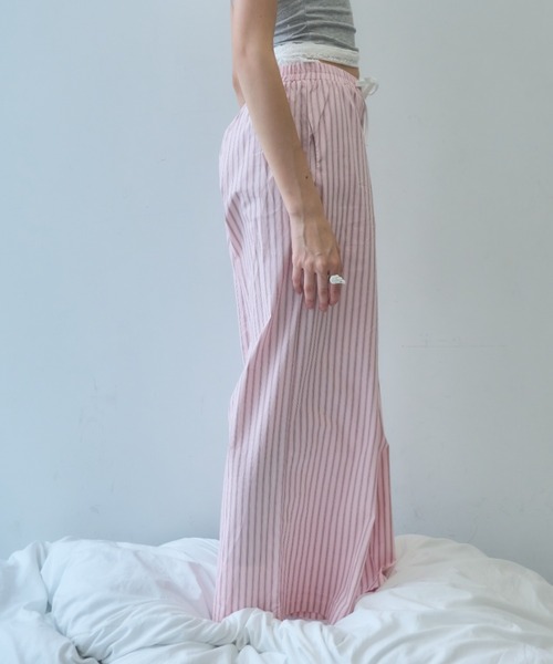 Birthday room(バースデイルーム)の「ストライプダブルウエストイージーパンツ/Stripe double waist easy pants(その他パンツ・レディース・ピンク/ライトブルー・FREE)」の12枚目の写真