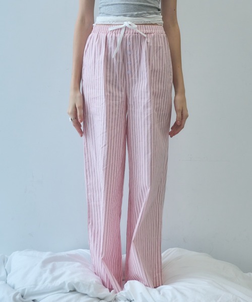 Birthday room(バースデイルーム)の「ストライプダブルウエストイージーパンツ/Stripe double waist easy pants(その他パンツ・レディース・ピンク/ライトブルー・FREE)」の11枚目の写真