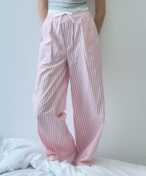 Birthday room(バースデイルーム)の「ストライプダブルウエストイージーパンツ/Stripe double waist easy pants(その他パンツ・レディース・ピンク/ライトブルー・FREE)」の8枚目の写真
