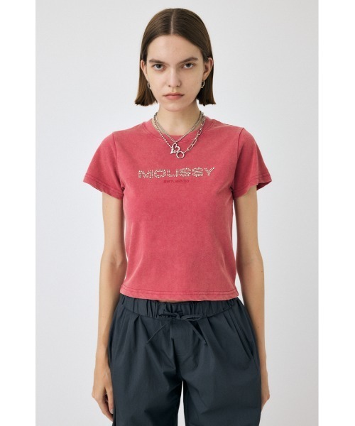 MOUSSY（マウジー）の「LITTLE POPS LOGO Tシャツ（Tシャツ/カットソー・レディース・ホワイト/ライトブルー/ライトブラック/ピンク・FREE）」の14枚目の写真