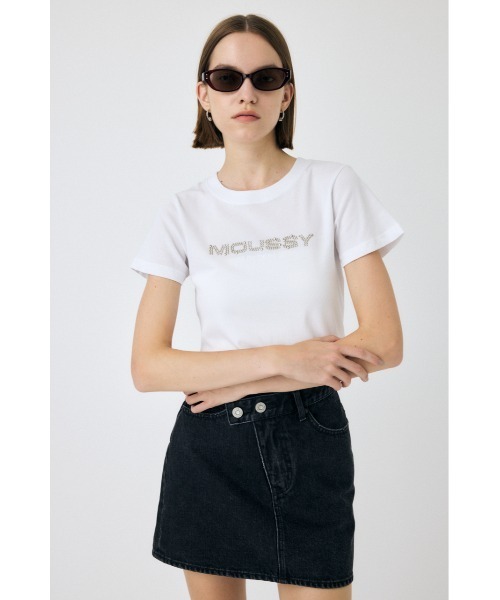 MOUSSY（マウジー）の「LITTLE POPS LOGO Tシャツ（Tシャツ/カットソー・レディース・ホワイト/ライトブルー/ライトブラック/ピンク・FREE）」の5枚目の写真