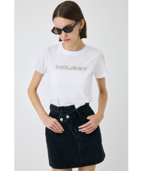 MOUSSY（マウジー）の「LITTLE POPS LOGO Tシャツ（Tシャツ/カットソー・レディース・ホワイト/ライトブルー/ライトブラック/ピンク・FREE）」の9枚目の写真
