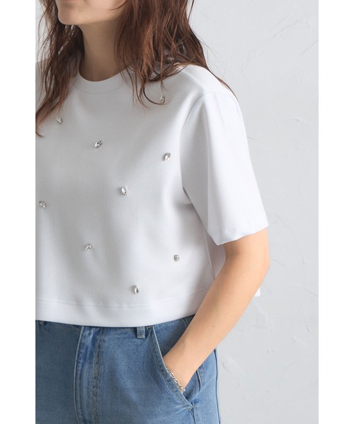 &. NOSTALGIA（アンドドットノスタルジア）の「ビジュークロップドTシャツ（Tシャツ/カットソー・レディース・ブラック/ホワイト・M）」の8枚目の写真