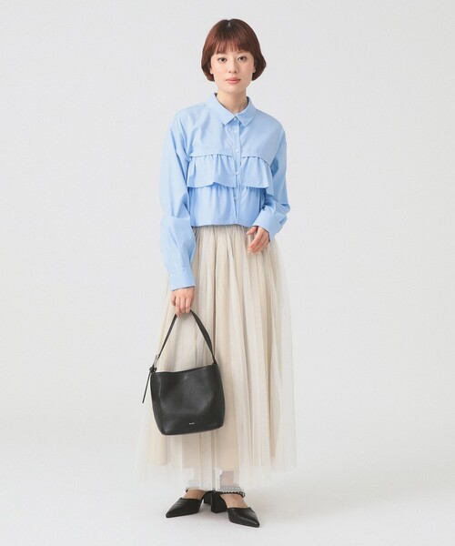 Ray BEAMS（レイビームス）の「ティアードクロップド シャツ（シャツ/ブラウス・レディース・サックスブルー/ホワイト・ONE SIZE）」の10枚目の写真