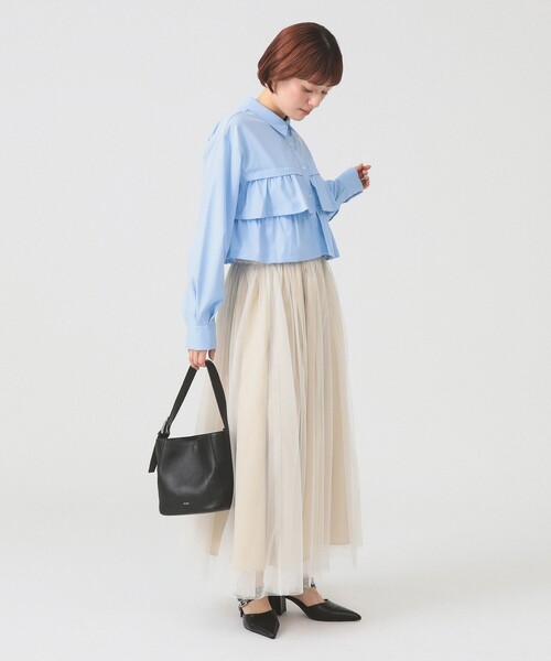 Ray BEAMS（レイビームス）の「ティアードクロップド シャツ（シャツ/ブラウス・レディース・サックスブルー/ホワイト・ONE SIZE）」の11枚目の写真