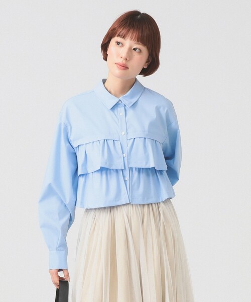 Ray BEAMS（レイビームス）の「ティアードクロップド シャツ（シャツ/ブラウス・レディース・サックスブルー/ホワイト・ONE SIZE）」の13枚目の写真