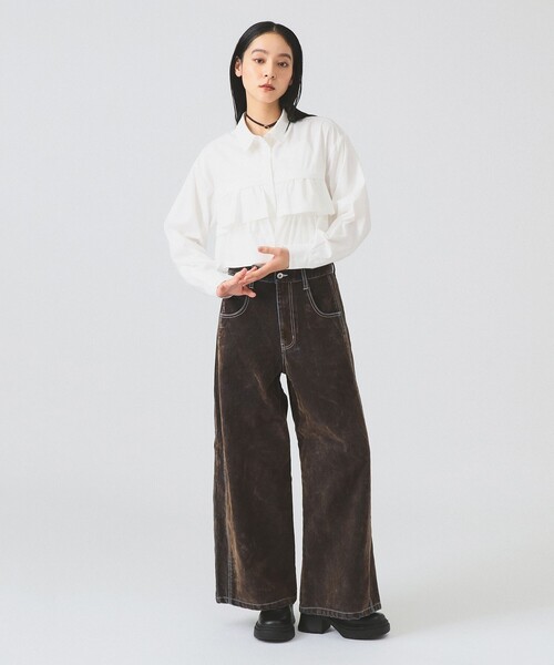 Ray BEAMS（レイビームス）の「ティアードクロップド シャツ（シャツ/ブラウス・レディース・サックスブルー/ホワイト・ONE SIZE）」の14枚目の写真