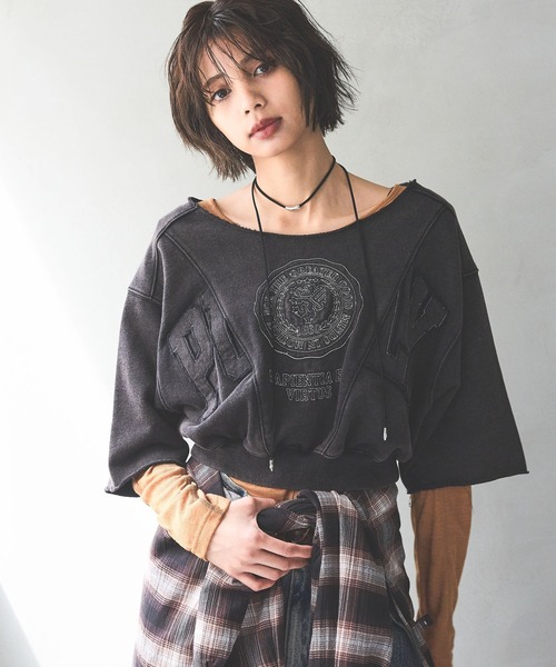 PAGEBOY(ページボーイ)の「リメイクライクカレッジ(半袖)(Tシャツ/カットソー・レディース・ダークブラウン/チャコールグレー/グレー・FREE)」の17枚目の写真