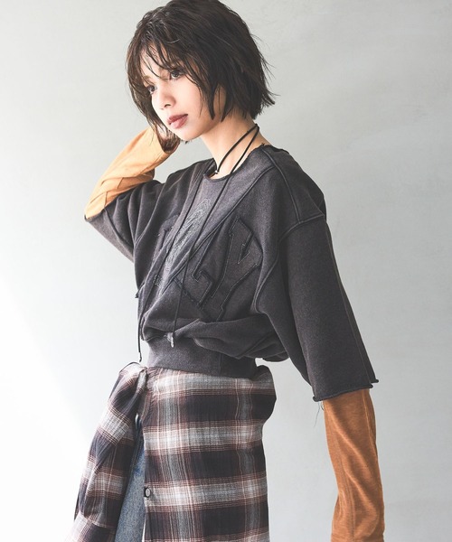 PAGEBOY(ページボーイ)の「リメイクライクカレッジ(半袖)(Tシャツ/カットソー・レディース・ダークブラウン/チャコールグレー/グレー・FREE)」の19枚目の写真