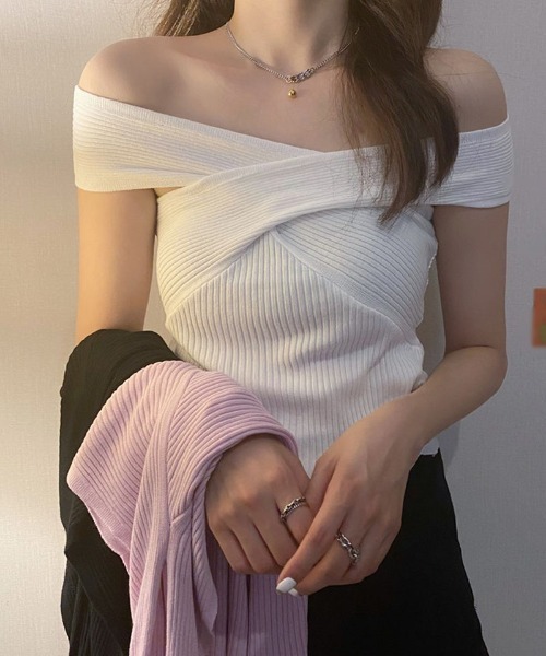 shoppinggo(ショッピングゴー)の「韓国ファッション 夏新作 タンクトップ ニットキャミソール(タンクトップ・レディース・ホワイト/ピンク・FREE)」の2枚目の写真