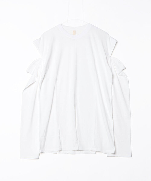 k3&co.(ケイスリーアンドコー)の「Slit top(Tシャツ/カットソー・レディース・ホワイト/ブラック・ONE SIZE)」の4枚目の写真
