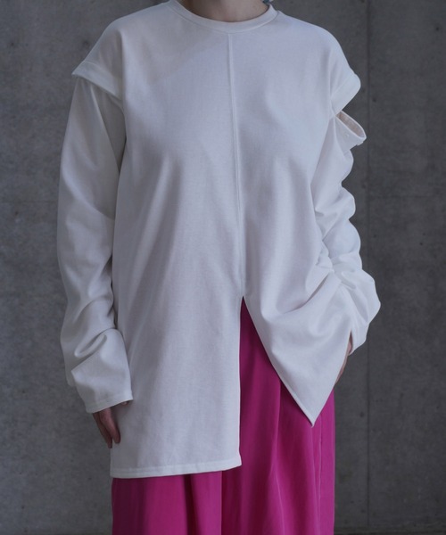 k3&co.(ケイスリーアンドコー)の「Slit top(Tシャツ/カットソー・レディース・ホワイト/ブラック・ONE SIZE)」の14枚目の写真