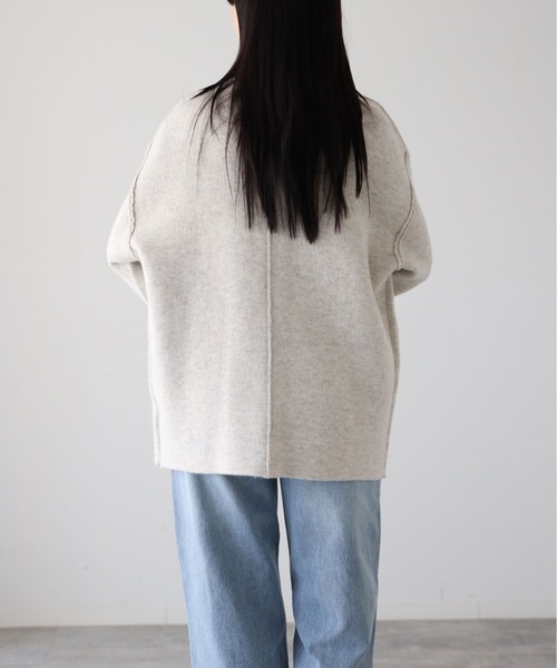 YENNA(イェンナ)の「ダブルフェースニットブルゾン+マフラー付き / コーディガン(その他アウター・レディース・ブラウン/アイボリー/チャコールグレー・FREE)」の22枚目の写真